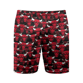 Мужские шорты спортивные с принтом Быки Chicago Bulls в Тюмени,  |  | баскетбол | бык | корова | красный | нба | паттерн | рога | чикаго буллз