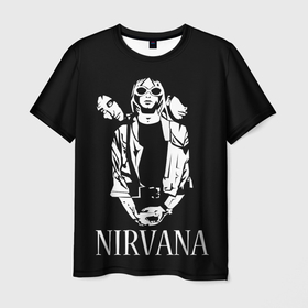 Мужская футболка 3D с принтом NIRVANA в Тюмени, 100% полиэфир | прямой крой, круглый вырез горловины, длина до линии бедер | grange | kobain | kurt | music | nirvana | punk | rock | usa | гранж | кобэйн | курт | нирвана | панк | рок