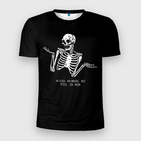 Мужская футболка 3D Slim с принтом Still in Pain в Новосибирске, 100% полиэстер с улучшенными характеристиками | приталенный силуэт, круглая горловина, широкие плечи, сужается к линии бедра | Тематика изображения на принте: bone | bones | chest | heart | hearts | love | organ | organs | ribs | skeleton | x ray | грудная клетка | кости | кость | орган | органы | ребра | рентген | сердца | сердце | скелет