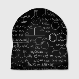 Шапка 3D с принтом Химические Формулы в Кировске, 100% полиэстер | универсальный размер, печать по всей поверхности изделия | атом | буквы | молекула | подарок | учителю | физика | формулы | химичке | химия | цифры