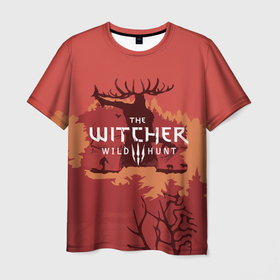 Мужская футболка 3D с принтом ВЕДЬМАК в Белгороде, 100% полиэфир | прямой крой, круглый вырез горловины, длина до линии бедер | geralt | the witcher | the witcher wild hunt | witcher | ведьмак | геральт