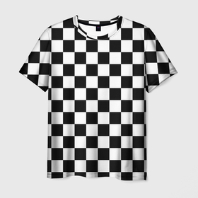 Мужская футболка 3D с принтом Шахматка в Санкт-Петербурге, 100% полиэфир | прямой крой, круглый вырез горловины, длина до линии бедер | абстракция | в клетку | игра | клетка | клеточка | тренд | черно белая | черно белая клетка | шахматка | шахматная клетка | шахматы