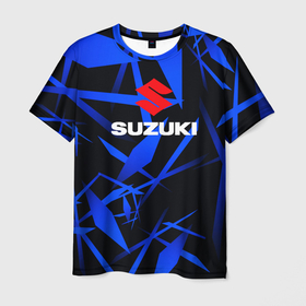Мужская футболка 3D с принтом Suzuki в Курске, 100% полиэфир | прямой крой, круглый вырез горловины, длина до линии бедер | suzuki | авто | автомобиль | гонщик | дорога | машина | мото | мотоцикл | мотоциклист | потепрялся | руль | скорость | сузуки