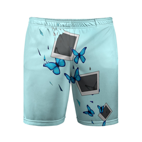 Мужские шорты спортивные с принтом Live Is Strange в Тюмени,  |  | Тематика изображения на принте: бабочки | градиент | осколки | полароид
