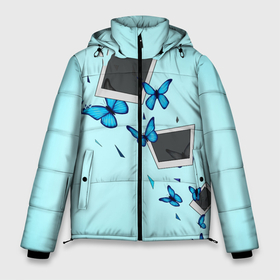Мужская зимняя куртка 3D с принтом Live Is Strange в Тюмени, верх — 100% полиэстер; подкладка — 100% полиэстер; утеплитель — 100% полиэстер | длина ниже бедра, свободный силуэт Оверсайз. Есть воротник-стойка, отстегивающийся капюшон и ветрозащитная планка. 

Боковые карманы с листочкой на кнопках и внутренний карман на молнии. | Тематика изображения на принте: бабочки | градиент | осколки | полароид