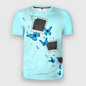 Мужская футболка 3D спортивная с принтом Live Is Strange в Петрозаводске, 100% полиэстер с улучшенными характеристиками | приталенный силуэт, круглая горловина, широкие плечи, сужается к линии бедра | бабочки | градиент | осколки | полароид