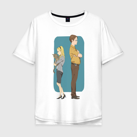 Мужская футболка хлопок Oversize с принтом Офис в Новосибирске, 100% хлопок | свободный крой, круглый ворот, “спинка” длиннее передней части | the office | джим халперт | дуайт шрут | офис | пэм бисли | сериал | сериалы | стив карелл