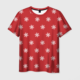 Мужская футболка 3D с принтом Снежинки в Екатеринбурге, 100% полиэфир | прямой крой, круглый вырез горловины, длина до линии бедер | 2020 | family look | merry christmas | new year | год крысы | зима | новый год | праздник | рождество | фэмили лук