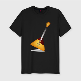 Мужская футболка хлопок Slim с принтом Балалайка в Тюмени, 92% хлопок, 8% лайкра | приталенный силуэт, круглый вырез ворота, длина до линии бедра, короткий рукав | балалайка | балалайки | инструмент | инструменты | музыка | музыкальные | музыкальный
