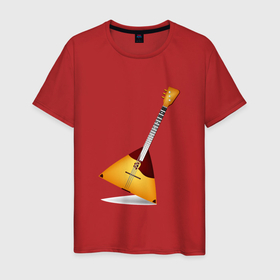Мужская футболка хлопок с принтом Балалайка в Курске, 100% хлопок | прямой крой, круглый вырез горловины, длина до линии бедер, слегка спущенное плечо. | балалайка | балалайки | инструмент | инструменты | музыка | музыкальные | музыкальный