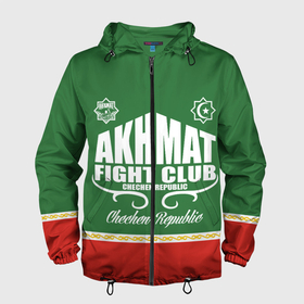 Мужская ветровка 3D с принтом FIGHT CLUB AKHMAT в Новосибирске, 100% полиэстер | подол и капюшон оформлены резинкой с фиксаторами, два кармана без застежек по бокам, один потайной карман на груди | aca | acb | akhmat | club | fight | mma | wfca | ахмат | грозный | чечня