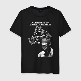 Мужская футболка хлопок с принтом Александр Емельяненко в Тюмени, 100% хлопок | прямой крой, круглый вырез горловины, длина до линии бедер, слегка спущенное плечо. | akhmat | world fighting championship | александр | единоборствам | емельяненко | смешанным