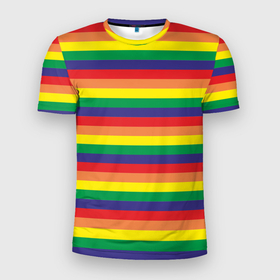 Мужская футболка 3D спортивная с принтом Радуга  в Петрозаводске, 100% полиэстер с улучшенными характеристиками | приталенный силуэт, круглая горловина, широкие плечи, сужается к линии бедра | много цветов | радуга | радужная | разноцветная | разноцветный | цвета радуги | цветная | цветной