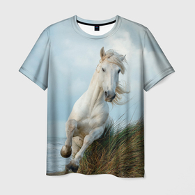 Мужская футболка 3D с принтом Лошадь в Петрозаводске, 100% полиэфир | прямой крой, круглый вырез горловины, длина до линии бедер | животные | звери | кони | конь | коняшка | лошади | лошадка | лошадь | пони | природа