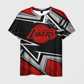 Мужская футболка 3D с принтом LA LAKERS RED в Тюмени, 100% полиэфир | прямой крой, круглый вырез горловины, длина до линии бедер | bryant | james | jordan | kobe | la lakers | lakers | lebron | nba | баскетбол | брайант | брайнт | джеймс | джордан | коби | леброн | лейкерс | лэйкерс | мамба | нба | черная