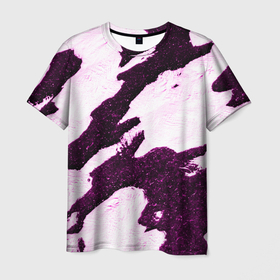Мужская футболка 3D с принтом Shine в Тюмени, 100% полиэфир | прямой крой, круглый вырез горловины, длина до линии бедер | abstraction | bw | ice | pink | shine | snow | texture | top view | white | абстракция | белый | блеск | вид сверху | лед | розовый | снег | текстура | чб