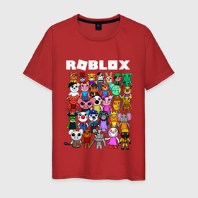 Мужская футболка хлопок с принтом ROBLOX PIGGY в Белгороде, 100% хлопок | прямой крой, круглый вырез горловины, длина до линии бедер, слегка спущенное плечо. | piggy | roblox | roblox games | roblox piggy | игра роблокс | пигги. | роблокс | роблокс пигги | робукс