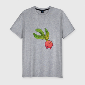 Мужская футболка хлопок Slim с принтом Милая редиска в Белгороде, 92% хлопок, 8% лайкра | приталенный силуэт, круглый вырез ворота, длина до линии бедра, короткий рукав | арт | мило | милый | овощ | редис | редиска | рисунок | свежий овощ | свежий продукт