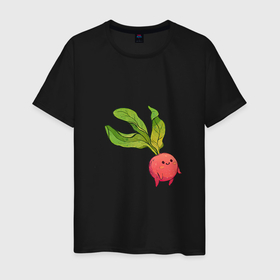 Мужская футболка хлопок с принтом Милая редиска в Санкт-Петербурге, 100% хлопок | прямой крой, круглый вырез горловины, длина до линии бедер, слегка спущенное плечо. | арт | мило | милый | овощ | редис | редиска | рисунок | свежий овощ | свежий продукт