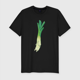 Мужская футболка хлопок Slim с принтом Милый лук , 92% хлопок, 8% лайкра | приталенный силуэт, круглый вырез ворота, длина до линии бедра, короткий рукав | арт | длинный лук | лук | мило | милый | овощ | рисунок | свежий овощ | свежий продукт