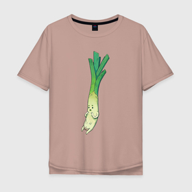 Мужская футболка хлопок Oversize с принтом Милый лук в Тюмени, 100% хлопок | свободный крой, круглый ворот, “спинка” длиннее передней части | арт | длинный лук | лук | мило | милый | овощ | рисунок | свежий овощ | свежий продукт