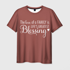 Мужская футболка 3D с принтом Любовь в семье это счастье в Екатеринбурге, 100% полиэфир | прямой крой, круглый вырез горловины, длина до линии бедер | доброта | красивые фразы | любовь | мудрые фразы. | настроение | позитив | радость | семейное счастье | семья | счастье