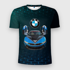 Мужская футболка 3D спортивная с принтом BMW i8 Turbo тюнинговая. в Санкт-Петербурге, 100% полиэстер с улучшенными характеристиками | приталенный силуэт, круглая горловина, широкие плечи, сужается к линии бедра | bmw | bmw performance | bmw тюнинговая | i8 | i8 turbo | m | motorsport | performance | бмв | моторспорт | тюнинг