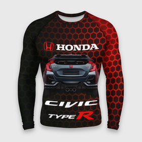 Мужской рашгард 3D с принтом Honda Civic Type R. ,  |  | Тематика изображения на принте: 2020 | auto | honda | honda civic | honda civic type r 2020 | sport | type r | авто | автомобиль | автомобильные | бренд | марка | машины | спорт | хонда
