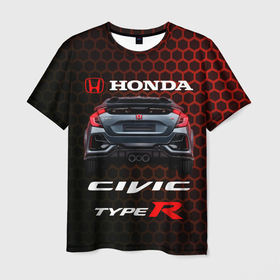 Мужская футболка 3D с принтом Honda Civic Type R. , 100% полиэфир | прямой крой, круглый вырез горловины, длина до линии бедер | 2020 | auto | honda | honda civic | honda civic type r 2020 | sport | type r | авто | автомобиль | автомобильные | бренд | марка | машины | спорт | хонда