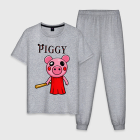 Мужская пижама хлопок с принтом ROBLOX PIGGY в Белгороде, 100% хлопок | брюки и футболка прямого кроя, без карманов, на брюках мягкая резинка на поясе и по низу штанин
 | piggy | roblox | roblox games | roblox piggy | игра роблокс | пигги. | роблокс | роблокс пигги | робукс