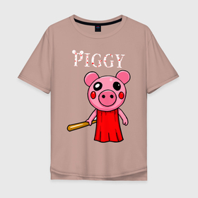 Мужская футболка хлопок Oversize с принтом ROBLOX PIGGY в Екатеринбурге, 100% хлопок | свободный крой, круглый ворот, “спинка” длиннее передней части | piggy | roblox | roblox games | roblox piggy | игра роблокс | пигги. | роблокс | роблокс пигги | робукс