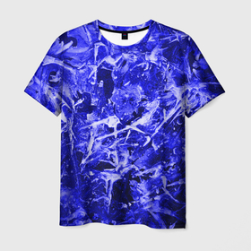 Мужская футболка 3D с принтом Dark Blue Gan в Курске, 100% полиэфир | прямой крой, круглый вырез горловины, длина до линии бедер | Тематика изображения на принте: abstraction | blue | frost | frozen | ice | shine | surface | texture | абстракция | блеск | замерзший | лед | мороз | поверхность | синий | текстура