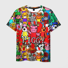 Мужская футболка 3D с принтом ROBLOX PIGGY в Белгороде, 100% полиэфир | прямой крой, круглый вырез горловины, длина до линии бедер | piggy | roblox | roblox games | roblox piggy | игра роблокс | пигги. | роблокс | роблокс пигги | робукс