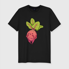Мужская футболка хлопок Slim с принтом Свекла , 92% хлопок, 8% лайкра | приталенный силуэт, круглый вырез ворота, длина до линии бедра, короткий рукав | арт | мило | милота | овощ | овощи | рисунок | свежие овощи | свежий овощ | свежий продукт | свекла