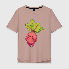 Мужская футболка хлопок Oversize с принтом Свекла , 100% хлопок | свободный крой, круглый ворот, “спинка” длиннее передней части | Тематика изображения на принте: арт | мило | милота | овощ | овощи | рисунок | свежие овощи | свежий овощ | свежий продукт | свекла