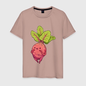 Мужская футболка хлопок с принтом Свекла в Петрозаводске, 100% хлопок | прямой крой, круглый вырез горловины, длина до линии бедер, слегка спущенное плечо. | арт | мило | милота | овощ | овощи | рисунок | свежие овощи | свежий овощ | свежий продукт | свекла