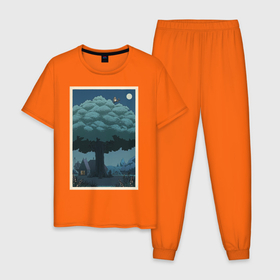 Мужская пижама хлопок с принтом Мой сосед Тоторо   My Neighbor Totoro в Белгороде, 100% хлопок | брюки и футболка прямого кроя, без карманов, на брюках мягкая резинка на поясе и по низу штанин
 | Тематика изображения на принте: весна | вода | девочка | дерево | деревья | звезды | зверек | корея | кот | котобус | лес | лето | луна | мифическое существо | на каждый день | небо | ночь | облака | облако | поле | птицы | пушистик | река