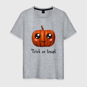 Мужская футболка хлопок с принтом Halloween pumpkin в Тюмени, 100% хлопок | прямой крой, круглый вырез горловины, длина до линии бедер, слегка спущенное плечо. | halloween | pumpkin | trick or treat | кошелек или жизнь | подарок на хэллуин | тыква
