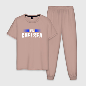 Мужская пижама хлопок с принтом FC Chelsea в Кировске, 100% хлопок | брюки и футболка прямого кроя, без карманов, на брюках мягкая резинка на поясе и по низу штанин
 | chelsea | football | london | soccer | лондон | футбол | челси