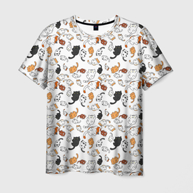 Мужская футболка 3D с принтом КОТИКИ в Тюмени, 100% полиэфир | прямой крой, круглый вырез горловины, длина до линии бедер | cat | pussy | детские | домашние | животные | кис кис | котики | коты | котэ | кошки | милашки | рисунки | текстуры