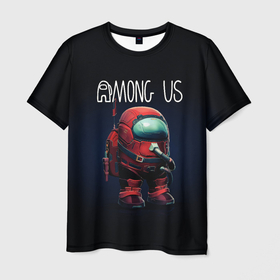Мужская футболка 3D с принтом AMONG US в Санкт-Петербурге, 100% полиэфир | прямой крой, круглый вырез горловины, длина до линии бедер | among us | амонг ас | игра | космический | космический корабль | космонавт | космос | мем | среди нас | экшен