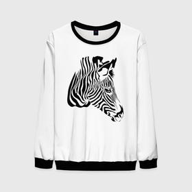 Мужской свитшот 3D с принтом Zebra в Новосибирске, 100% полиэстер с мягким внутренним слоем | круглый вырез горловины, мягкая резинка на манжетах и поясе, свободная посадка по фигуре | africa | black | savanna | stripe | white | zebra | африка | белый | зебра | полоска | саванна | черный