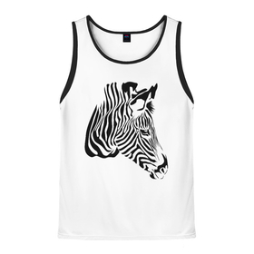 Мужская майка 3D с принтом Zebra в Белгороде, 100% полиэстер | круглая горловина, приталенный силуэт, длина до линии бедра. Пройма и горловина окантованы тонкой бейкой | Тематика изображения на принте: africa | black | savanna | stripe | white | zebra | африка | белый | зебра | полоска | саванна | черный