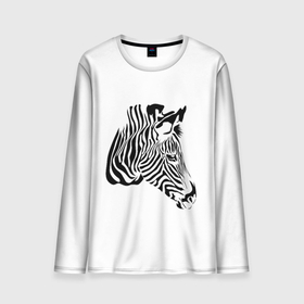 Мужской лонгслив 3D с принтом Zebra в Курске, 100% полиэстер | длинные рукава, круглый вырез горловины, полуприлегающий силуэт | africa | black | savanna | stripe | white | zebra | африка | белый | зебра | полоска | саванна | черный