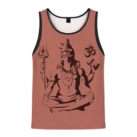 Мужская майка 3D с принтом Бог Шива в Тюмени, 100% полиэстер | круглая горловина, приталенный силуэт, длина до линии бедра. Пройма и горловина окантованы тонкой бейкой | Тематика изображения на принте: бог шива. | духовность | иероглифы | индийские боги | индуистское божество