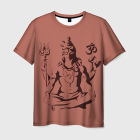 Мужская футболка 3D с принтом Бог Шива , 100% полиэфир | прямой крой, круглый вырез горловины, длина до линии бедер | бог шива. | духовность | иероглифы | индийские боги | индуистское божество