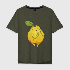 Мужская футболка хлопок Oversize с принтом Милая груша в Белгороде, 100% хлопок | свободный крой, круглый ворот, “спинка” длиннее передней части | арт | груша | груши | милая груша | мило | милота | рисунок | свежие фрукты | свежий продукт | свежий фрукт | фрукт | фрукты