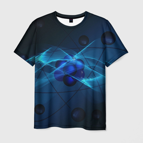 Мужская футболка 3D с принтом Атом в Кировске, 100% полиэфир | прямой крой, круглый вырез горловины, длина до линии бедер | Тематика изображения на принте: автом | атомы | молекула | молекулы | наука | физика