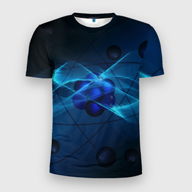 Мужская футболка 3D спортивная с принтом Атом , 100% полиэстер с улучшенными характеристиками | приталенный силуэт, круглая горловина, широкие плечи, сужается к линии бедра | Тематика изображения на принте: автом | атомы | молекула | молекулы | наука | физика