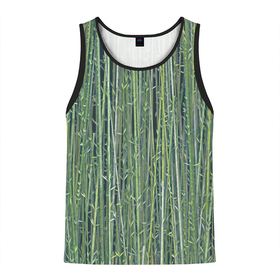 Мужская майка 3D с принтом Зеленый бамбук в Белгороде, 100% полиэстер | круглая горловина, приталенный силуэт, длина до линии бедра. Пройма и горловина окантованы тонкой бейкой | Тематика изображения на принте: bamboo | forest | stripes | бамбук | заросли | лес | листья | полосы | растения